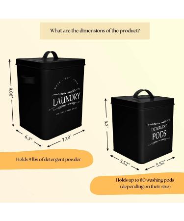 Metal Laundry Detergent Container Holder - Farmhouse Canister for Room Organization - Matte Black with Scoop Included - Buy Online on GoSupps.com
