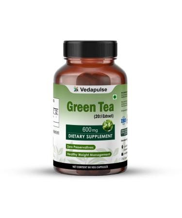 Vedapulse Green Tea Capsules with Herbs Extracts || Cruelty Free || Zero Preservatives || 90 Capsules per Bottle || Use Twice a Day