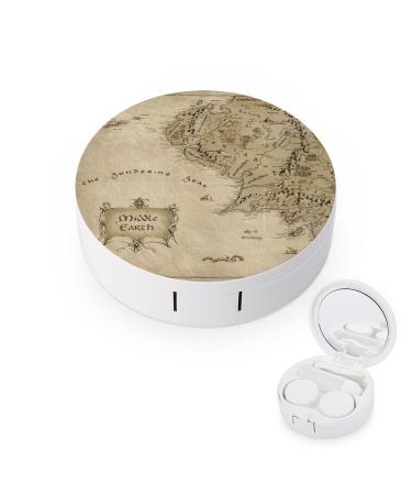 Bagea-Ka Middle Earth Map Pattern Contact Lens Case Box Eye Care Kit Holder Mirror Box with Tweezers Remover Tool Solution Bottle for Outdoor Travel & Home