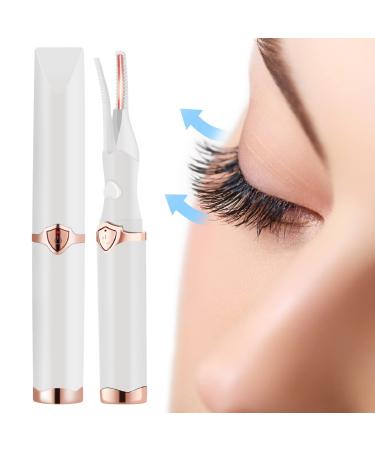 Heated Eyelash Curler, USB Rechargeable 2 in 1 Clip-Type & Built-in Comb Heat Lash Curler with 3 Temperature Modes, Quick & Long-Lasting Curling Effect