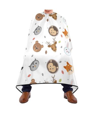 Waterproof Barber Cape -Animal Bear and Fox Pattern Cheetah Haircut Bib for Men Unisex Hair Cutting Cape(8rp1a)