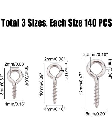 304 Stainless Steel Screw Eye Pins Set - 420pcs for Jewelry Making (8/10/12mm) - Buy Online on GoSupps.com