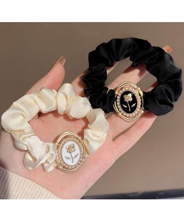 scicent Scrunchies for Women 2 Pieces Soft Hair Ties Fashion Elastic Hair Bands for Girls Plain Satin Hair Bobbles for Daily Wear Soft Ponytail Holders Handmade Hair Accessories - 5011 - Buy Online on GoSupps.com