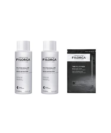 Filorga | Micellar Cleansing Waters 2x400ml + Time Filler Mask Free | Cleanses and soothes | Second-Skin Effect