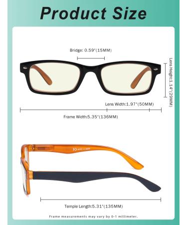 Eyekeper Computer Reading Glasses - UV Protection Anti-Blue Light Scratch-Resistant Spring Hinges - BB40 Lens Black/Yellow - 2.0 Diopters - Buy Online on GoSupps.com