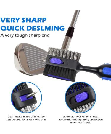 THIODOON 2 Pack Golf Club Brushes & Groove Cleaner - Magnetic Keychain, Oversized Brush Head, Retractable Spike, Non-Slip Handle, Comfortable Grip - Black & Blue (Straight Handle) - Buy Online on GoSupps.com