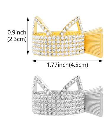 2 Pcs Rhinestone Cat Ears Ponytail Hair Clips - Fashion Metal Barrettes for Women and Girls - Buy Online on GoSupps.com