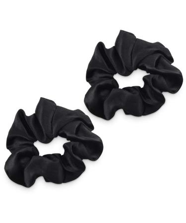 Navari's hair scrunching hair tie made of silk - 2 -part scrunch set hair bands to bind hair - braid rubber for ponytail - black black - Buy Online on GoSupps.com