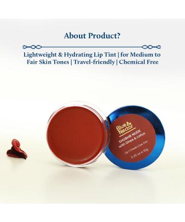Buy Blue Nectar Lip Tint Stain | Hydrating Sheer Nude Tint with Shea Butter for Natural Lips - 10g - Buy Online on GoSupps.com