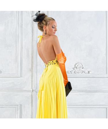 NQEUEPN Women Long Gloves Long Elbow Satin Gloves 21" Stretchy 1920s Opera Gloves Hand Care Moisturizing Gloves for Women Girls Evening Party Dance (Orange) - Buy Online on GoSupps.com
