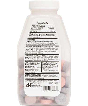 HealthA2Z Calcium Antacid | 750mg Extra Strength | Relief from Sour & Upset Stomach Acid Indigestion | 24 Packs of 96 Chewable Tablets (2 304 Tablets Total) | Value Pack | Assorted Berry Flavors - Buy Online on GoSupps.com