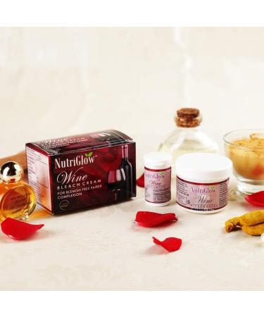 Nutriglow Wine Bleach Cream with Grape Extracts for Blemish Free Fair Complexion Tan Remove Glowing Skin 43Gm - Buy Online on GoSupps.com