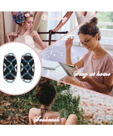 Kytpyi Hair Comb & Clips Set - Fashionable Stretchable Hair Accessories for Thick & Fine Hair - Durable Double Comb with Pearls - 2 Pieces for Women & Girls (Blue) - Buy Online on GoSupps.com