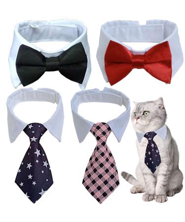 4 Pieces Pets Dog Cat Bowtie Pet Costume Adjustable Formal Necktie Collar for Cats Small Dogs Puppy Grooming Accessories pink/black