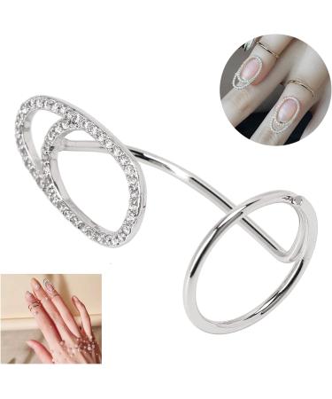 Natudeco Finger Nail Cover Ring Rhinestones Fingernail Opening Ring Nail Art Decoration Finger Tip Rings Nail Gift for Women Ladies(WHITE) - Buy Online on GoSupps.com