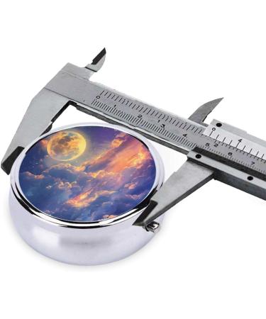 Lovely Giant Moon Portable Metal Pill Box | Round Mini 3-Compartment | Travel Essential | Hinged Design for Small Pills - Black - Buy Online on GoSupps.com