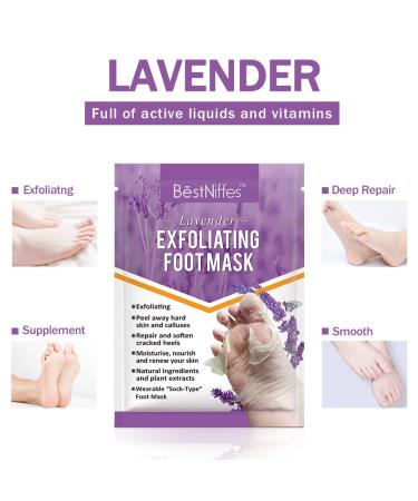 Foot Mask - Natural Exfoliator for Dry Dead Skin, Callus, Rough Heels - Lavender Scent - Men & Women - Buy Online on GoSupps.com