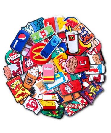 40PCS Fast Food Drink Shoe Decoration Charms for Croc Clog Dessert Liquor Charms Accessories for Adults Party Favor