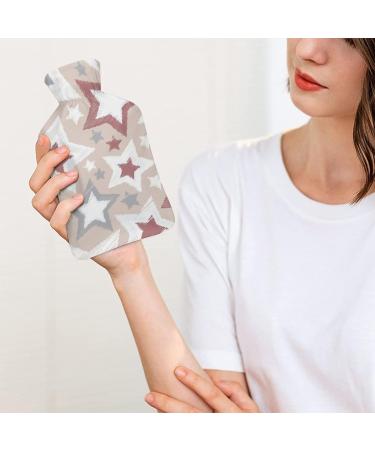Stars Red Grey Hot Water Bottle with Plush Cover Perfect Hand Warmer for Adults & Children | 26.5x15.3cm | International Shipping Available - Buy Online on GoSupps.com