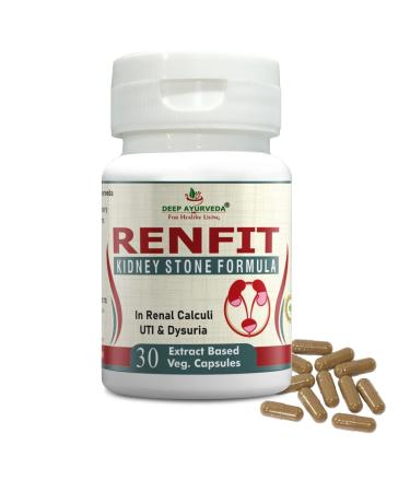 DEEP AYURVEDA Renfit | Ayurvedic Medicine for Kidney Stone Urinary Incontinence and Swelling | 30 Vegan Capsule