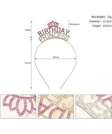 DAMI Happy Birthday Crown Headband - Gold Rhinestone Princess Tiara for Girls and Women - Buy Online on GoSupps.com