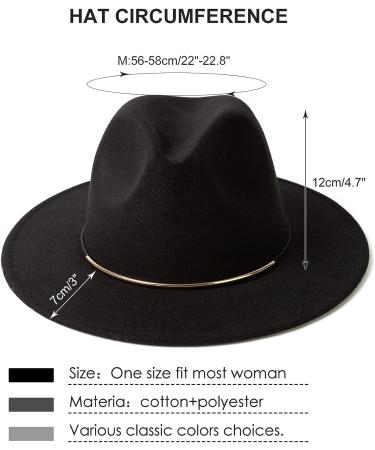 HUDANHUWEI Women's Wide Brim Fedora Hat with Belt Buckle - Panama Cap in Black - Buy Online on GoSupps.com