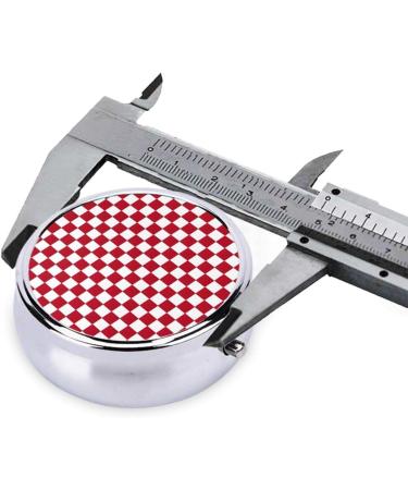 Red Checkered Mini Round Pill Box | 3 Compartment Portable Pill Organizer for Travel Home & Office Use - Buy Online on GoSupps.com