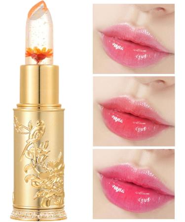 Moisturizing Nourishing Jelly Lipstick | Long Lasting Nourishing Lip Balm | Gold Leaf Temperature Color Lip Balm Flower Scented Rianpesn - Buy Online on GoSupps.com