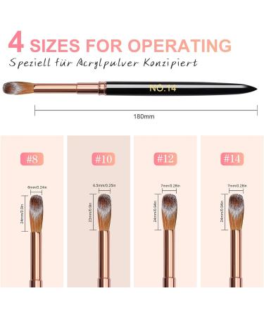 LEDSUUEI Acrylic Nail Brush Set - 4pcs Kolinsky Brushes for Acrylic Powder - Durable Brush for Beginners - D-BLACK - Buy Online on GoSupps.com