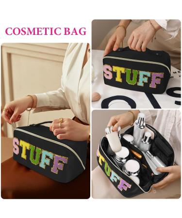 Aucuu Premium Nylon Cosmetic Travel Bag | Large Capacity Zipper Organizer | Waterproof Portable Makeup Case | Gift for Women (Black) #19 - Buy Online on GoSupps.com