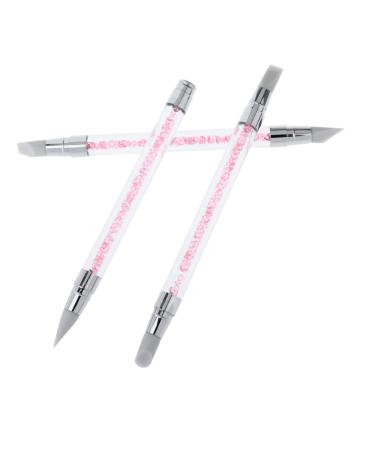 3Pcs Silicone Nail Art Sculpture Pen with Handle Rhinestone Nails Art Brush