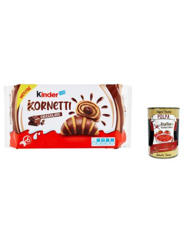 Italian Gourmet E.R. Ferrero Children's Cornetti Cioccolato Cornetti Chocolate Stuffed Set of 3 Pack of 252 g Each Pack Contains 6 Croissants + Italian Gourmet Polpa 400 g
