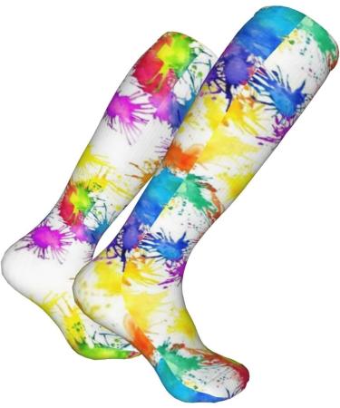 Rainbow Paint Splash Tie Dye Compression Socks for Men & Women - 15-20 mmHg | Perfect Support for Running & Cycling - Buy Online on GoSupps.com