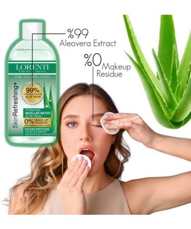 Lorenti Skin+ Micellar Water For Waterproof Makeup | Facial Cleanser & Makeup Remover | 0% Make-Up Residue | Any Skin Type 13.5 Fl Oz Aloe Vera 400 ml - Buy Online on GoSupps.com