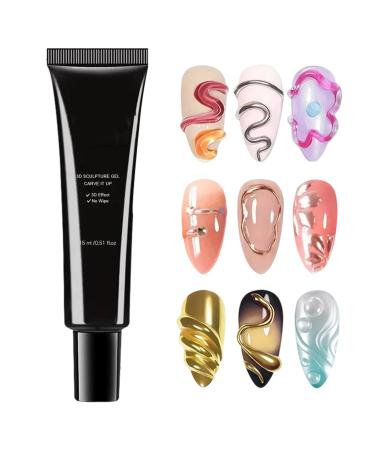 Generisch 3D Gel - 15 ml - UV Gel for Nail Sculpting - Long-lasting Gel - Malleable Creative Nail Design Accessory - Fast Curing - For Beginners Women and Girls