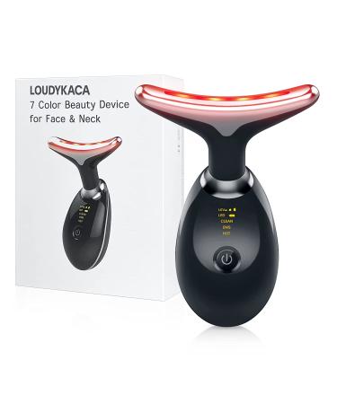 7 Color LED Red Light Therapy Face & Neck Beauty Device - Skin Rejuvenation & Tightening - Glossy Black - Buy Online on GoSupps.com