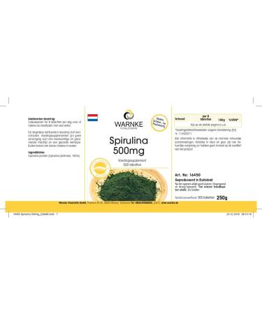 Spirulina 500 mg - 500 tablets - Vegetarian - algae spirulina powder -rich in Chlorophyll | Warnke Vitalstoffe - Quality from German pharmacies - Buy Online on GoSupps.com