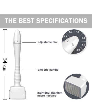 CLETINA Adjustable Microneedling Derma Stemp Pen - 140 Titanium 0.25mm Pins for Face, Body, Skin, Hair & Beard Growth - Buy Online on GoSupps.com
