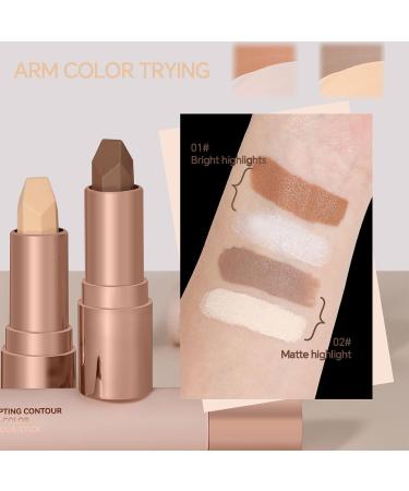 Cream Bronzer Stick Cream Bronzer and Contour Stick 2 in 1 Long Lasting and Waterproof Double Head Contour Stick with Brush (#1) - Buy Online on GoSupps.com