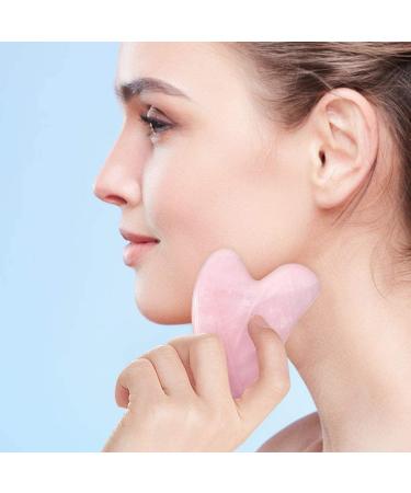 Jovivi 2 Pcs Rose Quartz Green Aventurine Gua Sha Massage Tools Set - Natural Crystal Stone Face & Body Guasha Board - Heart Shape Face Massager for Acupuncture Therapy - Buy Online on GoSupps.com