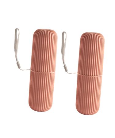 PLAFOPE 2 Pieces Toothpaste Brush Container Travel Tooth Cleaning Organizer Red 5.5*5.5*19cm