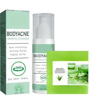 Acne Treatment Spary Back Acne Body Wash Aloe Soap for Face & Body Acne Marks Skin Care Spray Body Moisturiser For Acne Shoulder &Back Acne Reduce Back Acne& Nourishing-(Anti Acne Spray+Aloe Soap)