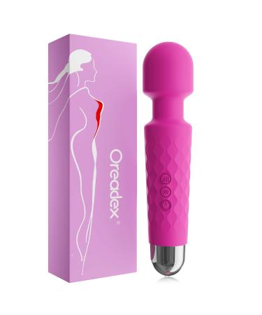Rechargeable Personal Wand Massager -Quiet & Waterproof- 20 Patterns & 5 Speeds - with Memory - Constant Output - Powerful & Cordless - Perfect for Back, Muscle, Neck, Pain Relief - Rose Red