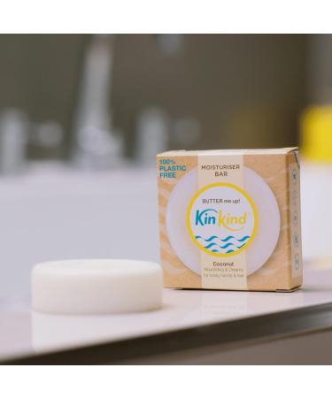 KinKind BUTTER Me Up Body Lotion Moisturiser Bar with nourishing cocoa seed butter. Plastic free & Vegan. The ultimate all-in-one moisturiser bar for body hands and feet. Coconut Moisturiser Bar - Buy Online on GoSupps.com