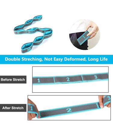DEHUB Yoga Set - 8 Loop Stretch Belt for Hot Yoga | Washable Easy to Wear High Elasticity - Ideal Stretching Band in Blue - Buy Online on GoSupps.com