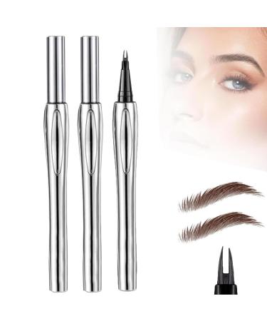 Cooklesa Eyebrow Cooklesa 2024 Upgraded Natural Waterproof Eyebrow Pen with Microfine Tip Two-Pronged Eyebrow Pencil 3D Long-Lasting Natural Waterproof Microblading Eyebrow Pen Makeup (2PCS Brown)