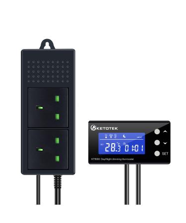 KETOTEK Digital Dimming Thermostat Reptile Day and Night Timer PID Thermostat Plug Socket Dimmer Temperature Controller for Heat Lamp Terrarium Vivarium Aquarium with Waterproof Sensor Probe KT5000 - Buy Online on GoSupps.com