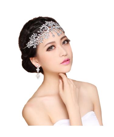 Crystal Rhinestone Wedding Bridal Headband - Elegant Headdress Chain Hair Jewelry - Buy Online on GoSupps.com