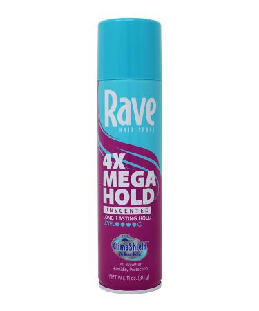 Rave 4X Mega Aerosol Hairspray Unscented 11 oz (Pack of 7)