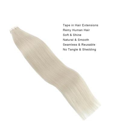 Real Hair Extensions - Ice Blonde Tape In Extensions #1000 | 35cm 20 Pieces 50g | Invisible Glue for Smooth Finish - Buy Online on GoSupps.com